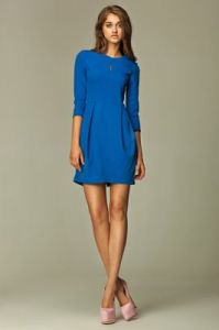 Sukienka z pęknięciem na dekolcie - niebieski - S32